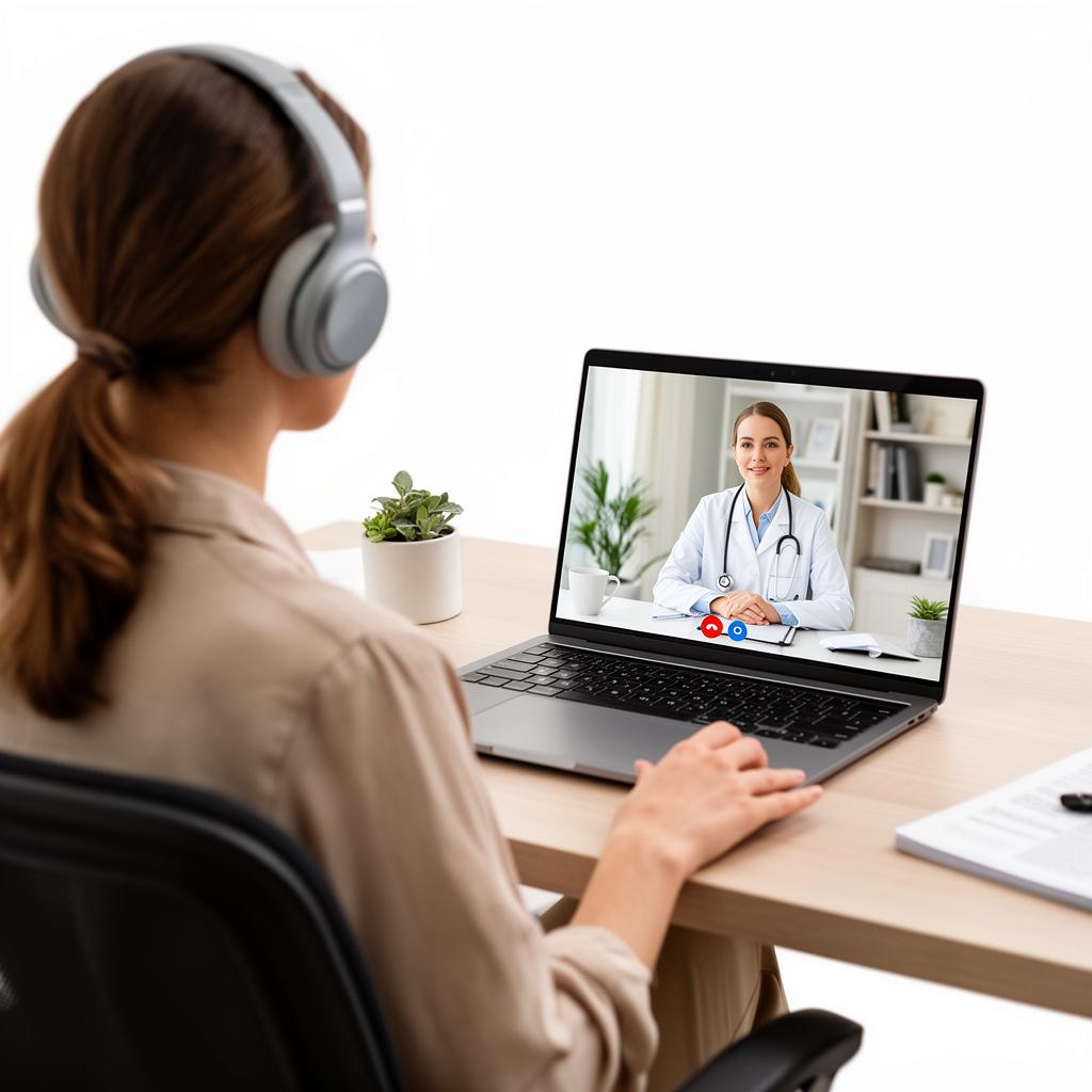 Paciente em consulta por telemedicina